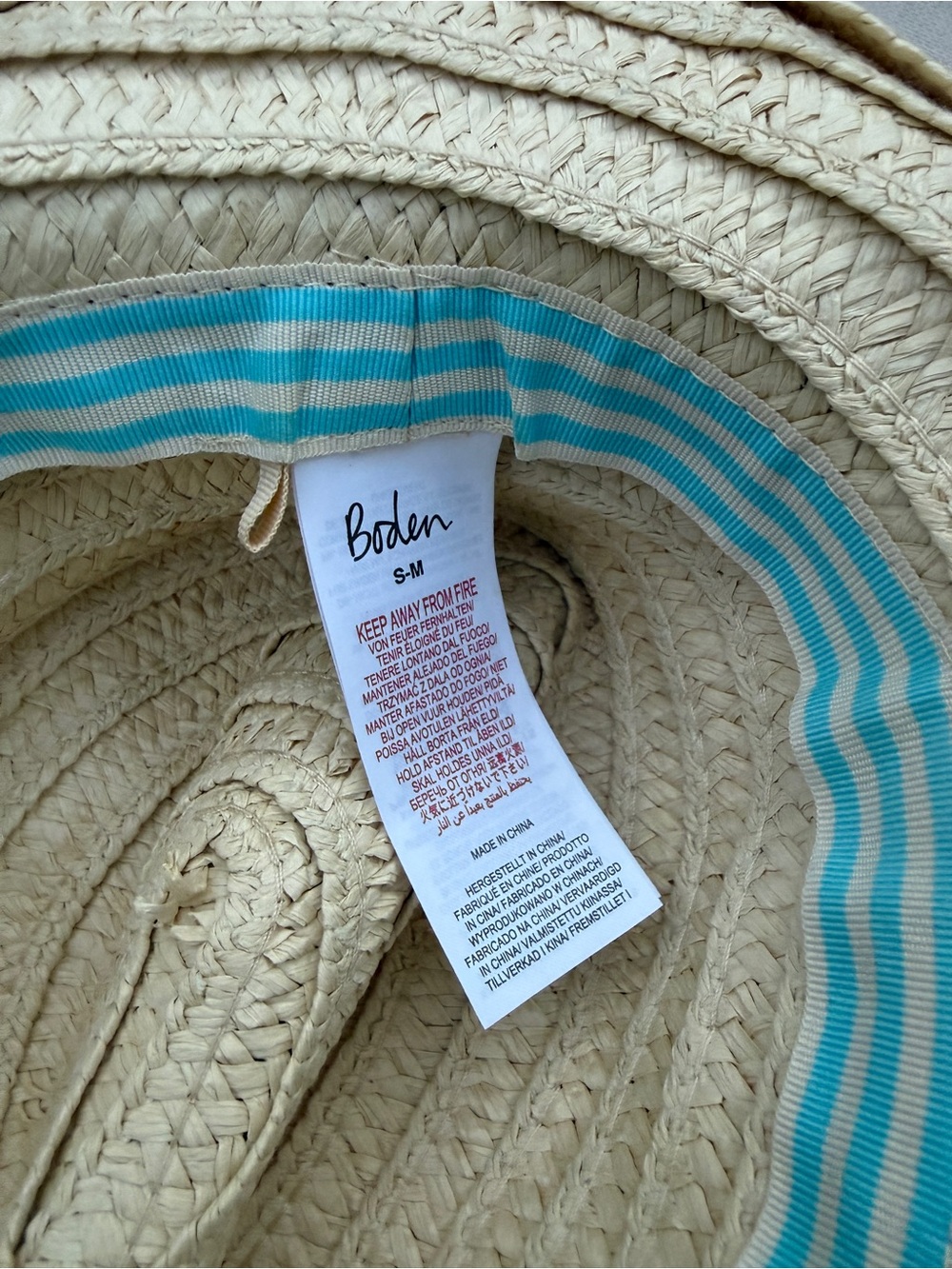 Mini Boden Straw Hat with Red, Pink, Yellow, Green and Blue Pom-Poms - Picture 2 of 3
